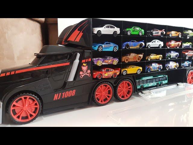 Toy Cars Transportation by Truck Hot Wheels Welly Disney Video for Kids