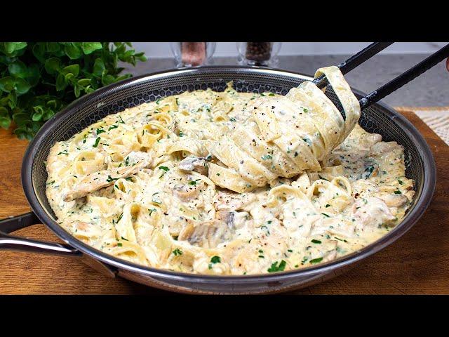 I have never eaten such delicious pasta! Famous alfredo fettuccine recipe with chicken breast