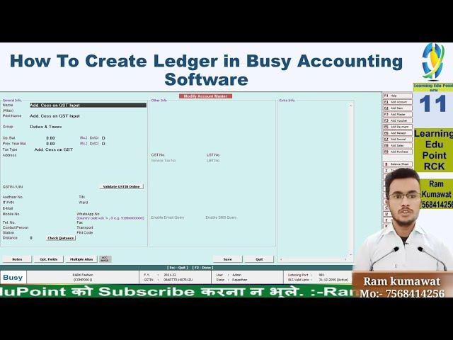 11 How To Create Ledger in Busy Accounting Software