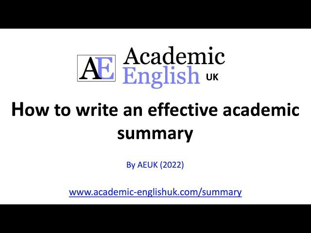 How to write an effective academic summary