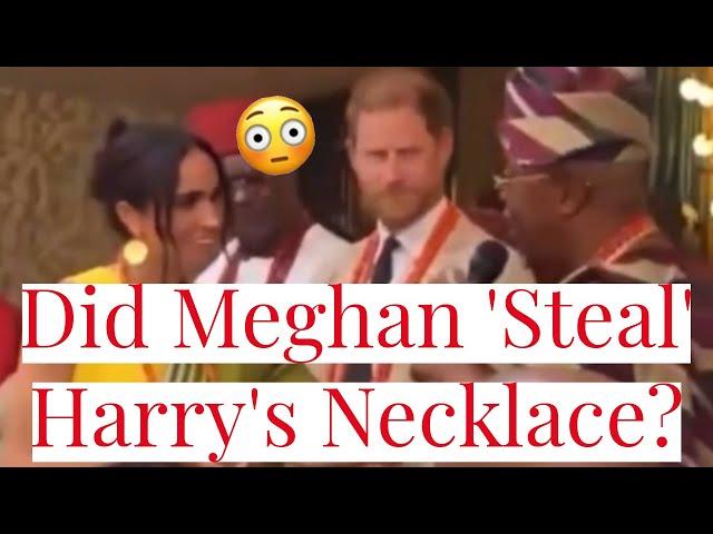 Meghan Markle's Utter Disrespect for Prince Harry, as She Steals Beaded Necklace in Nigeria