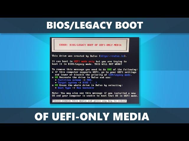 BIOS LEGACY BOOT OF UEFI ONLY MEDIA как исправить при загрузке с флешки