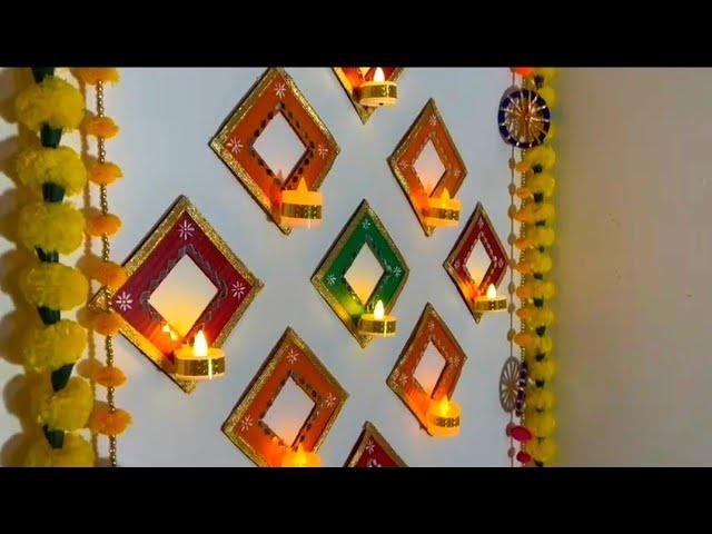 Diwali Background Decoration/ Diya Holder #diwalidecor #cardboardcraft #diwalicraft #easydiy #diya