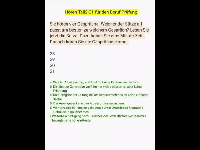 C1 für den Beruf Prüfung Hören alle 5 Teile