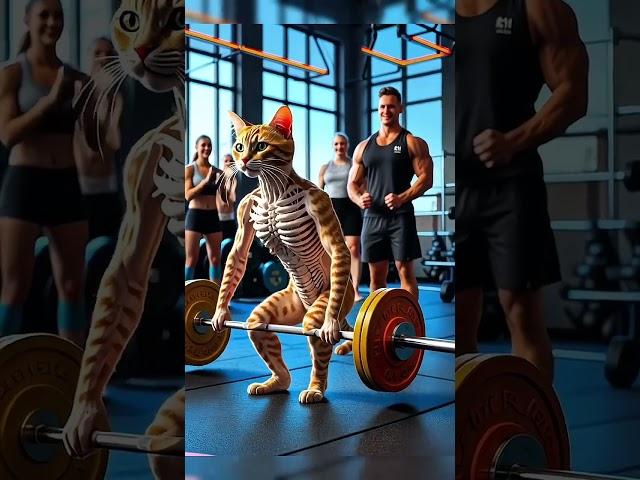 Weak cat turned into muscular cat #ai #cat