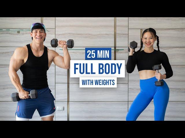 25 MIN FULL BODY STRENGTH WITH DUMBBELLS I include warm up & cool down, no repeats