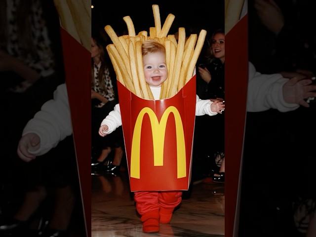 Adorable Baby Fashion Show in a Burger Costume #KidsFashion #RunwayShow #AIArt #YouTubeShorts