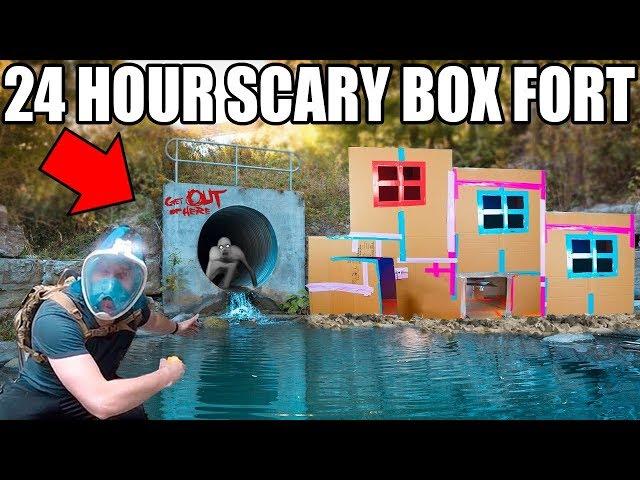 24 HOUR ABANDONED TUNNEL BOX FORT!!  Finding The Rake!