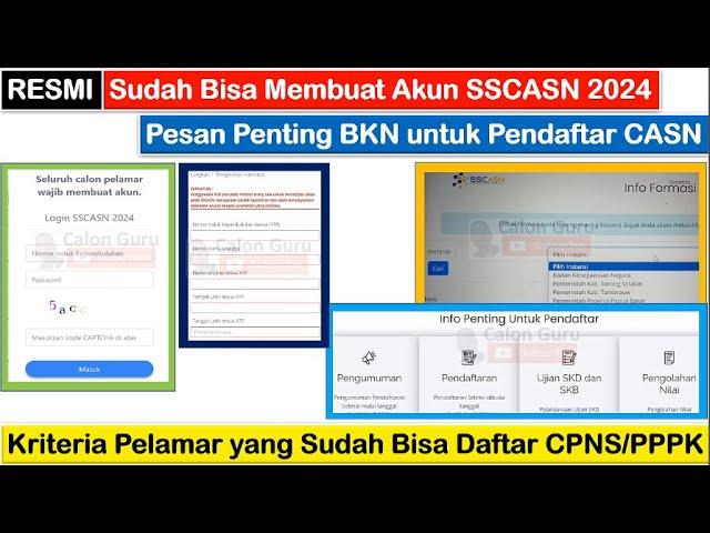 RESMI Sudah Bisa Membuat Akun SSCASN 2024 ~ Kriteria Pelamar yang Sudah Bisa Daftar CPNS/PPPK 2024