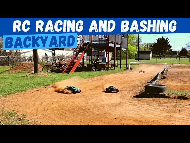 Epic Backyard RC Car Track | Traxxas Maxx and ERevo Racing and Bashing | WRB Racing