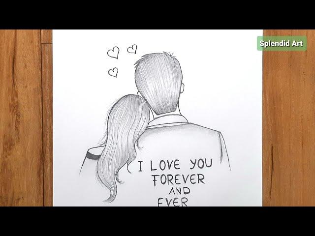 Drawing young loving couple - simple and easy