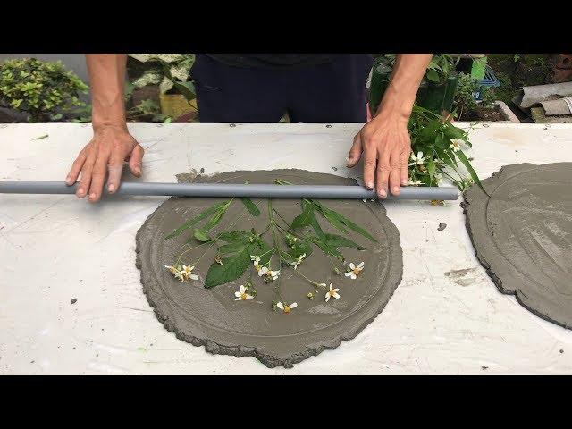 Creative cement decoration with flowers and leaves // Make a circular pot for the garden