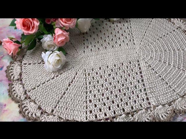 Tapete oval fácil,prática e econômico pra você fazer e vender muito  #crochet #barbante #tapete