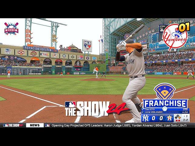 MLB The Show 24 New York YANKEES vs Houston ASTROS | OPENING DAY | Franchise Mode #1 Gameplay PS5 HD