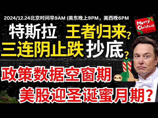 【特斯拉王者归来】三阴后止跌，又可以抄底了？英伟达大涨逃命还是加仓，美股迎来2024最后的狂欢？#特斯拉 #特斯拉股票 #美股 #股哥说美股 #tesla #马斯克 #美股复盘