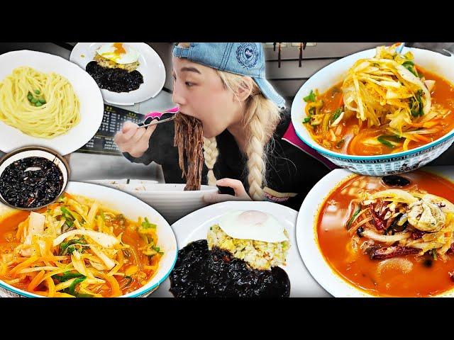 [Heebab's Jeju VLOG] I drank last night to eat this.. Refreshing and spicy chili jjamppong mukbang