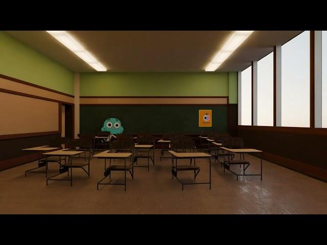 Gumball in classroom (test 2d characters in 3d scene)
