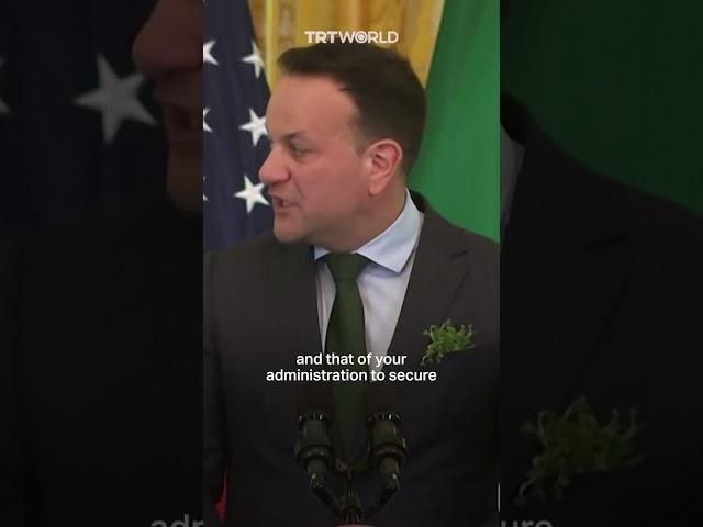 Irish PM talks about Irish Palestinian solidarity at White House reception