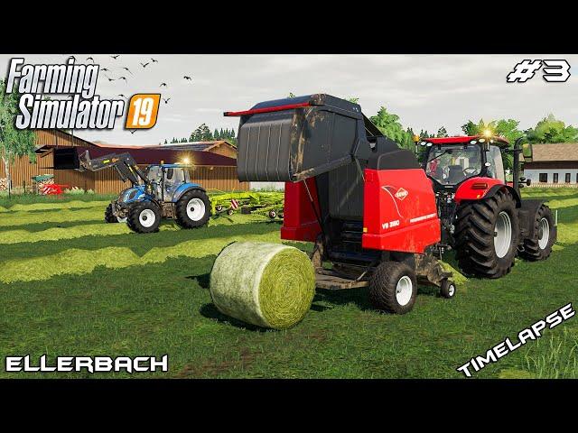 Mowing,windrowing & baling hay bale | Animals on Ellerbach | Farming Simulator 19 | Episode 3