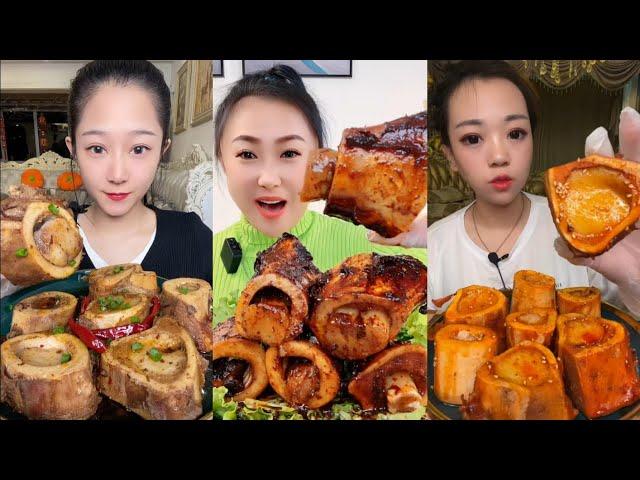 Chinese Food Mukbang Eating Show | Red beef bone marrow | Beef Bone Marrow Challenge #303