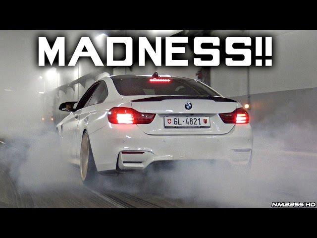 Tuned Cars & Supercars Going CRAZY in a Tunnel!! - MAD Burnouts, Launches & Accelerations!!