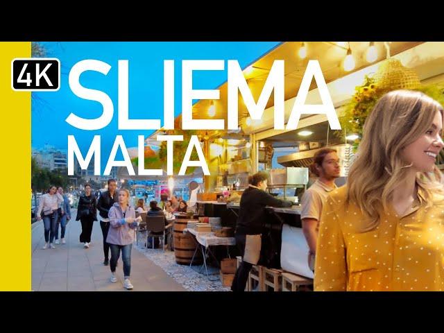 Sliema, Malta Nightlife - 4K Evening Walking Tour | What's it like?