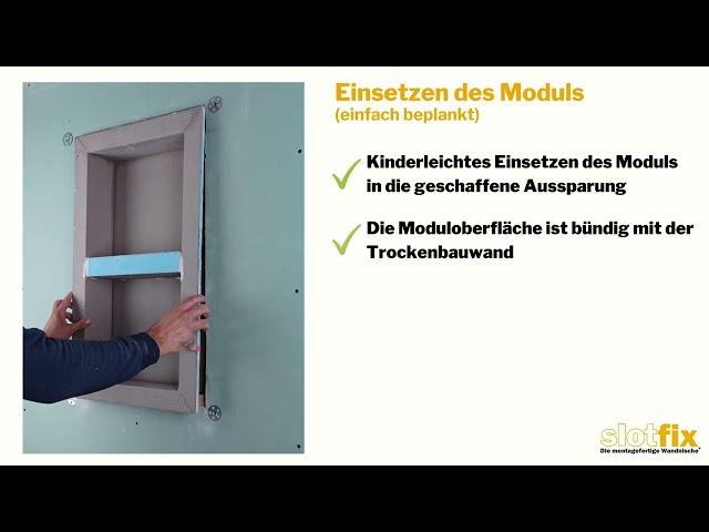 Montage der Slotfix® Wandnische | Trockenbauwand einfach- oder doppelt beplankt | 4K