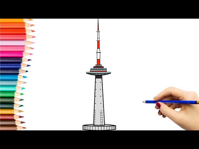 Kaip nupiešti VILNIAUS TELEVIZIJOS BOKŠTĄ | How to draw a Vilnius TV tower