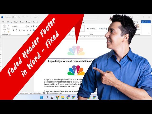 How to make header not faded in Word | footer | logo | image | picture | greyed out | dull | dim
