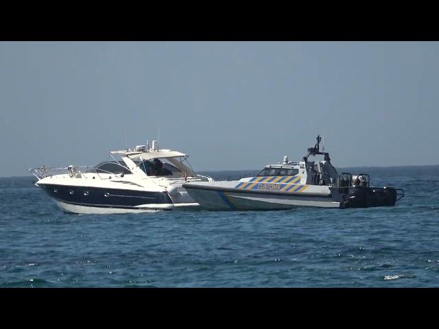 HMC SENTINEL Approaches and Boards Boat in Gibraltar Territorial Waters