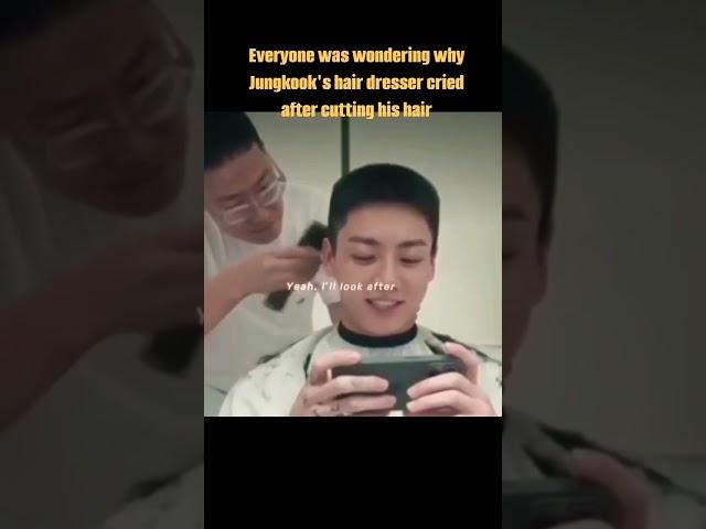 Everyone was wandering why jk's hairdresser Cried after cutting his hair and here is the reason️‍🩹