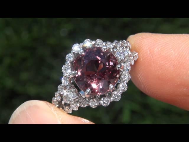 $28,000 GIA Certified Unheated VVS1 Clarity 6.45 Carat Color Change Garnet & Diamond Ring