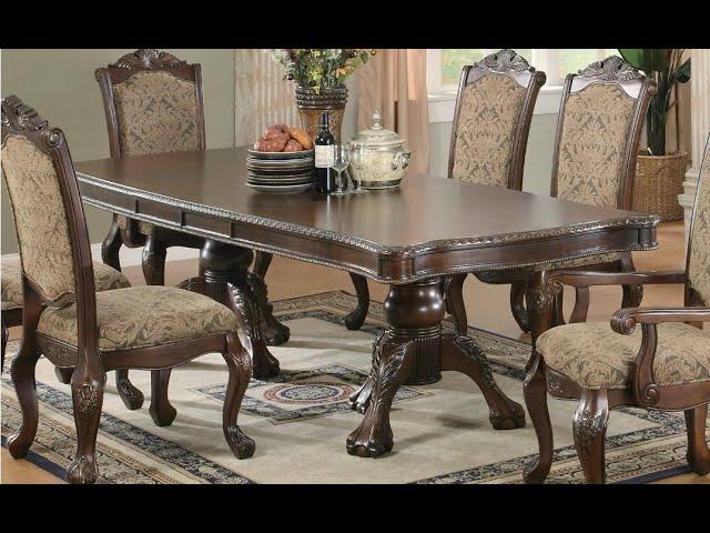 Shilpi Handicrafts Look Sheesham Wood Round Shape Dining Table + Upholstered Chair 6 Seater