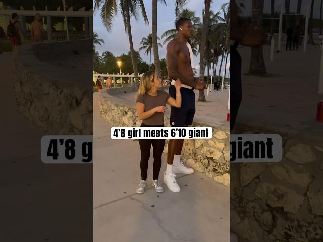 4’8 GIRL MEETS 6’10 GIANT‼️🫨#tall #shortgirl #funny #shorts #shortsvideo #tallguy #dlafam