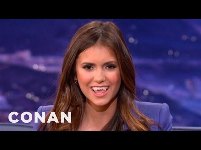 Nina Dobrev Shows How To Make The Sexy Vampire Face | CONAN on TBS