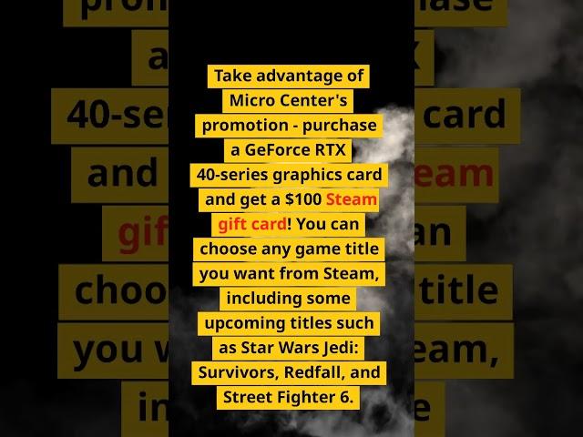 Buy RTX 40-Series and Get $100 Steam Gift Card Free