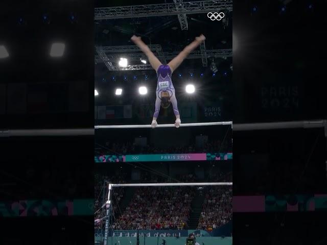 Kaylia Nemour made history at #Paris2024! She brought home gold with her routine on the uneven bars!