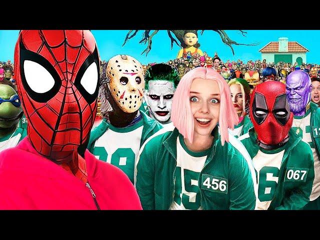 SQUID GAME with SUPERHEROES and SUPERVILLAINS!!