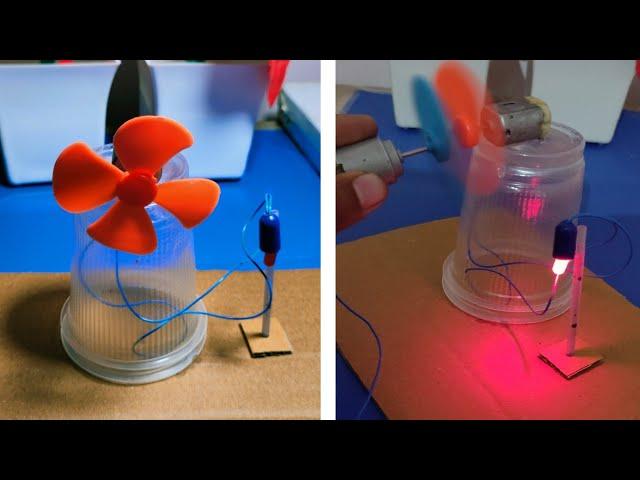 how to make wind turbine free energy generator with motor experiment project