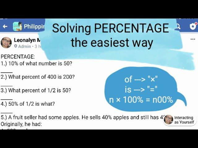 Solving PERCENTAGE the easiest and simplest way [CSE LET MATH]