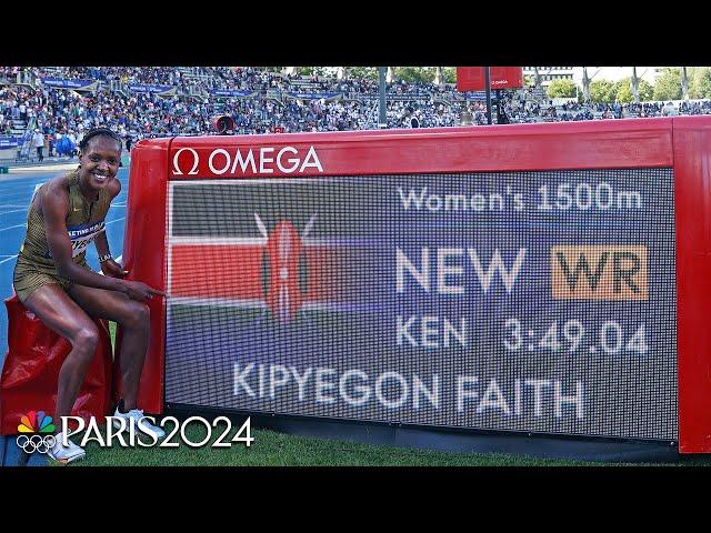 3:49.04! Faith Kipyegon breaks own world record in 1500m at Diamond League Paris | NBC Sports