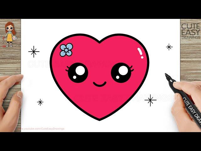 How to Draw a Cute Heart Easy for Kids and Toddlers