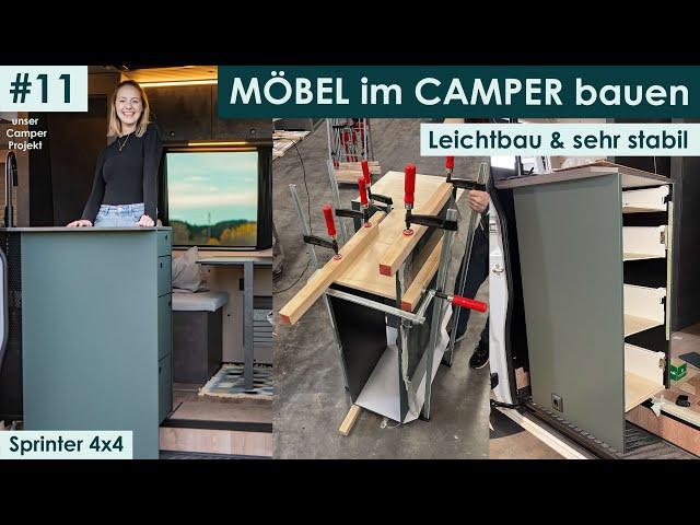 MÖBEL im CAMPER selber bauen | Leichtbau Camper Küche & Sitzbank | DIY Offroad Campervan Ausbau #11