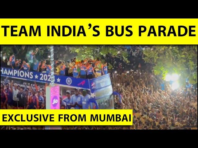 EXCLUSIVE: INDIAN TEAM'S OPEN-TOP BUS PARADE AT MARINE DRIVE, MUMBAI | ROHIT | VIRAT | HARDIK