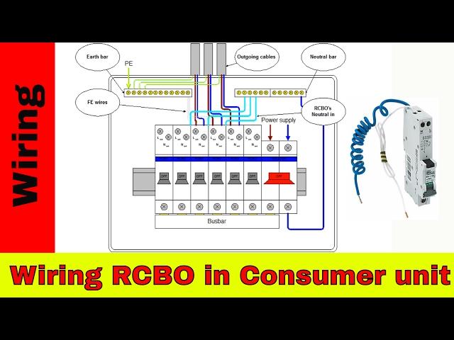 How to wire RCBO in consumer unit (UK). RCBO wiring.