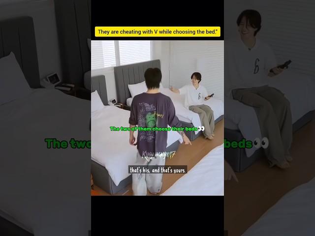 They are cheating with V while chossing the bed   #kpop #bts #jimin #jungkook #taehyung