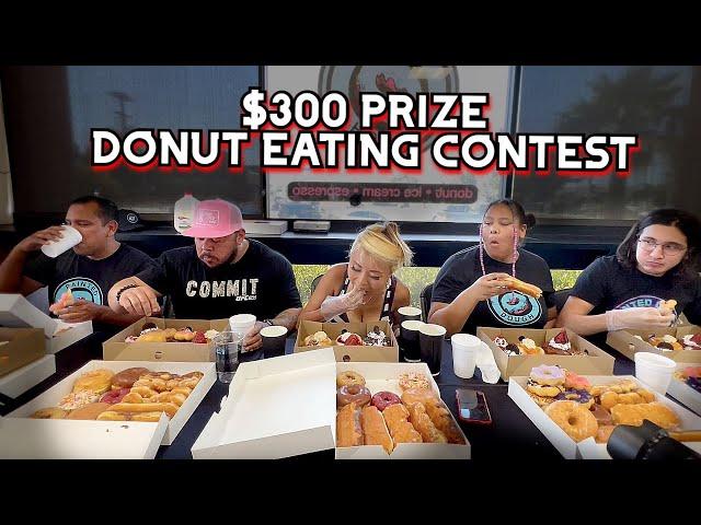 $300 CASH PRIZE DONUT EATING CONTEST at Painted Dough in Chino, CA!! #RainaisCrazy