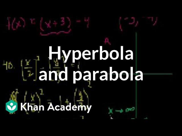 Hyperbola and parabola examples | Conic sections | Algebra II | Khan Academy