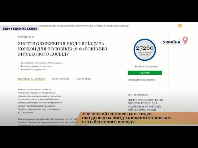 Зеленський відповів на петицію про дозвіл на виїзд за кордон чоловікам без військового досвіду