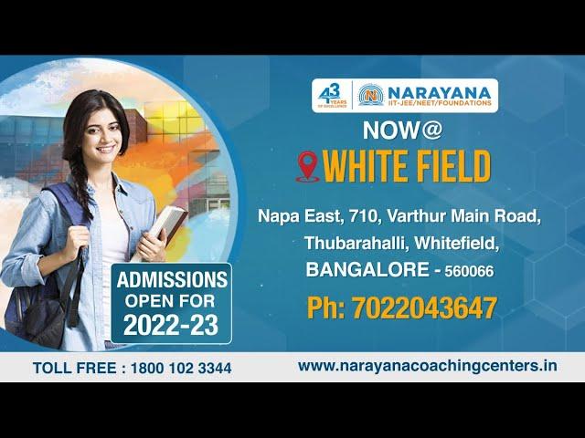 Narayana Coaching Center @ WHITE FIELD | Best Coaching Center for IIT-JEE & NEET